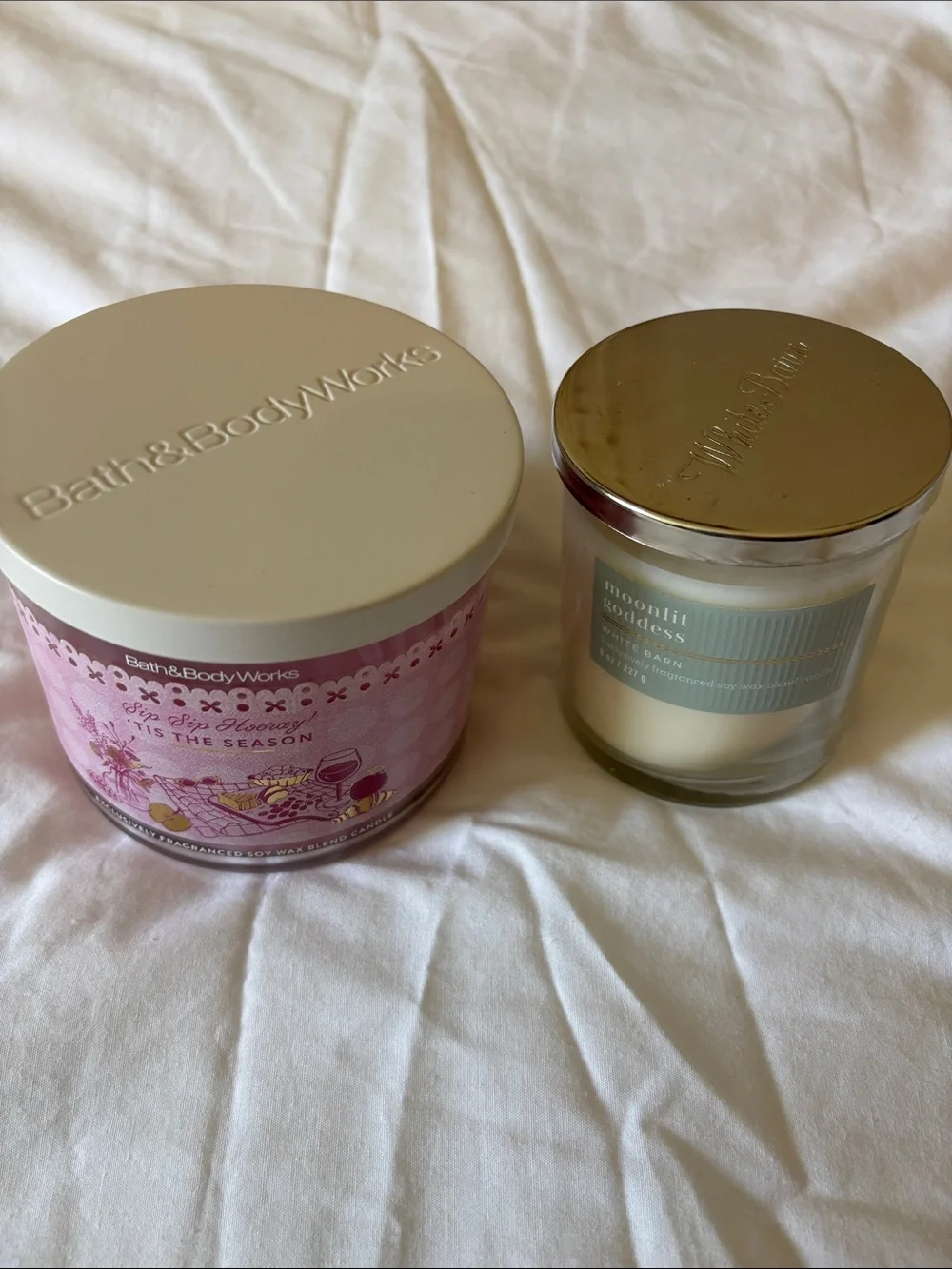 Bath & Body Works Candles Tis the season 3 wick & Moonlit Goddess 1 wick
